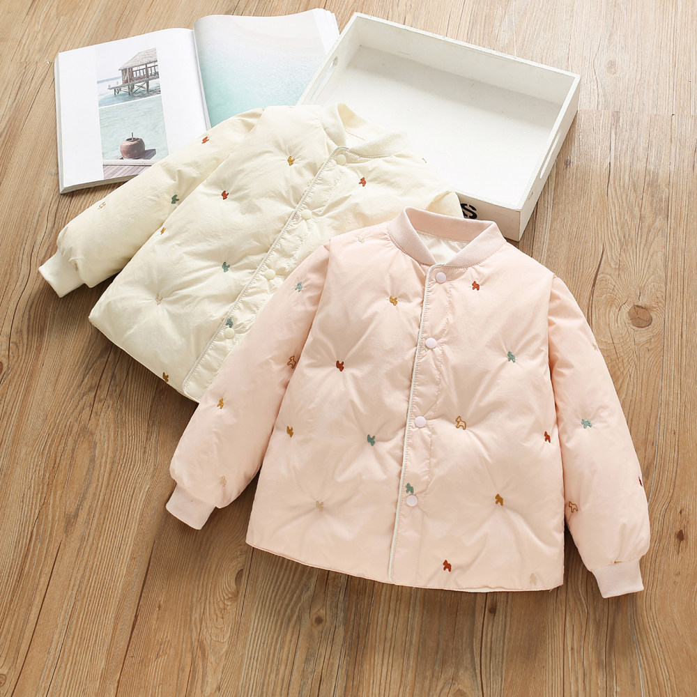 校服神器 女童轻薄款搭校服羽绒长袖内胆 儿童小马刺绣羽绒服外套