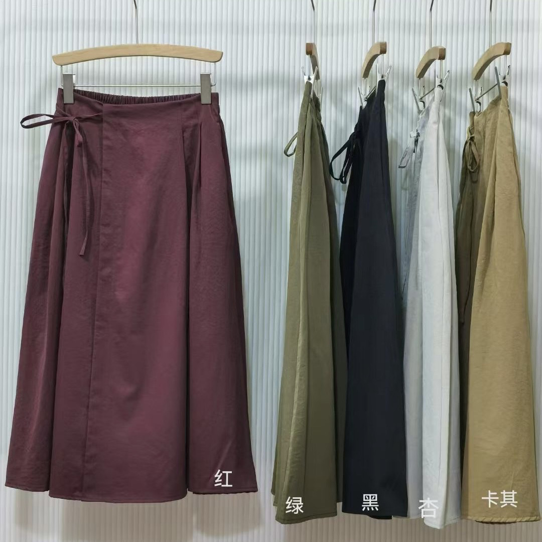 若灵儿新款韩版高腰显瘦百搭A字半身裙女中长款遮胯女装裙子