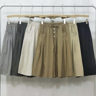 子 裙裤 若灵儿宽松休闲遮肉显瘦女装 简约百搭松紧腰六分阔腿裤