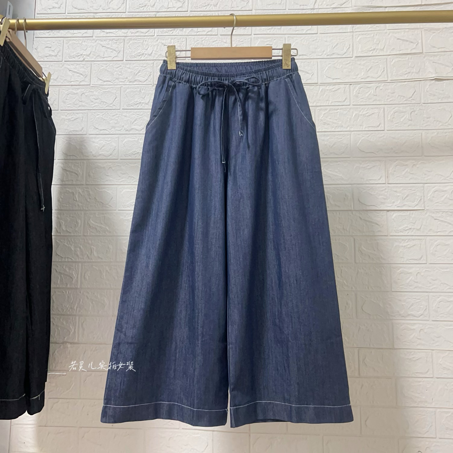 若灵儿韩版宽松休闲遮肉显瘦简约百搭女装牛仔裤阔腿裤女装裤子