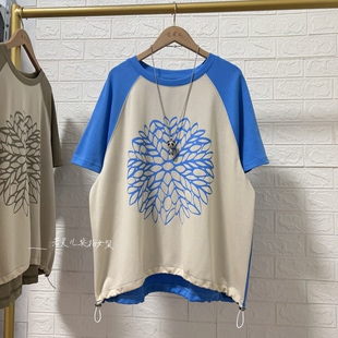 上衣 T恤大码 若灵儿宽松休闲遮肉显瘦女装 简约百搭圆领短袖