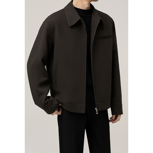 高级感休闲行政翻领夹克男 潮流短款 痞帅外套男2025春秋季 新款 男士