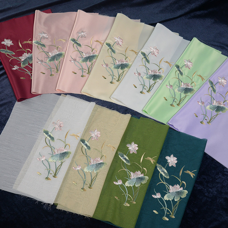 夏荷A款荷花荷叶莲花莲叶精工刺绣金线金边裁片绣片辅料,居家布艺,海绵垫/布料/面料/手工diy,淘宝优惠券,粉丝福利购,淘宝优惠卷