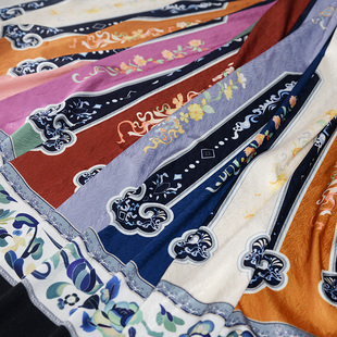 清汉女卿卿百褶裙月华裙数码印花汉服布面料人字斜玉猫家原创