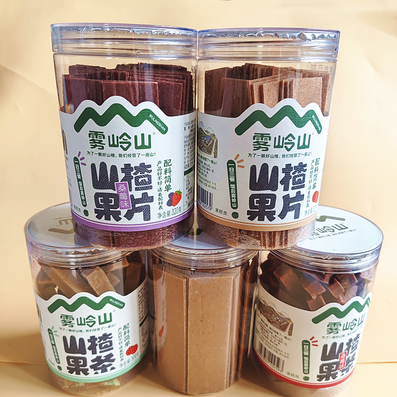 雾岭山桑葚山楂条山楂果片老式果丹皮酸甜山楂片卷儿童小零食罐装