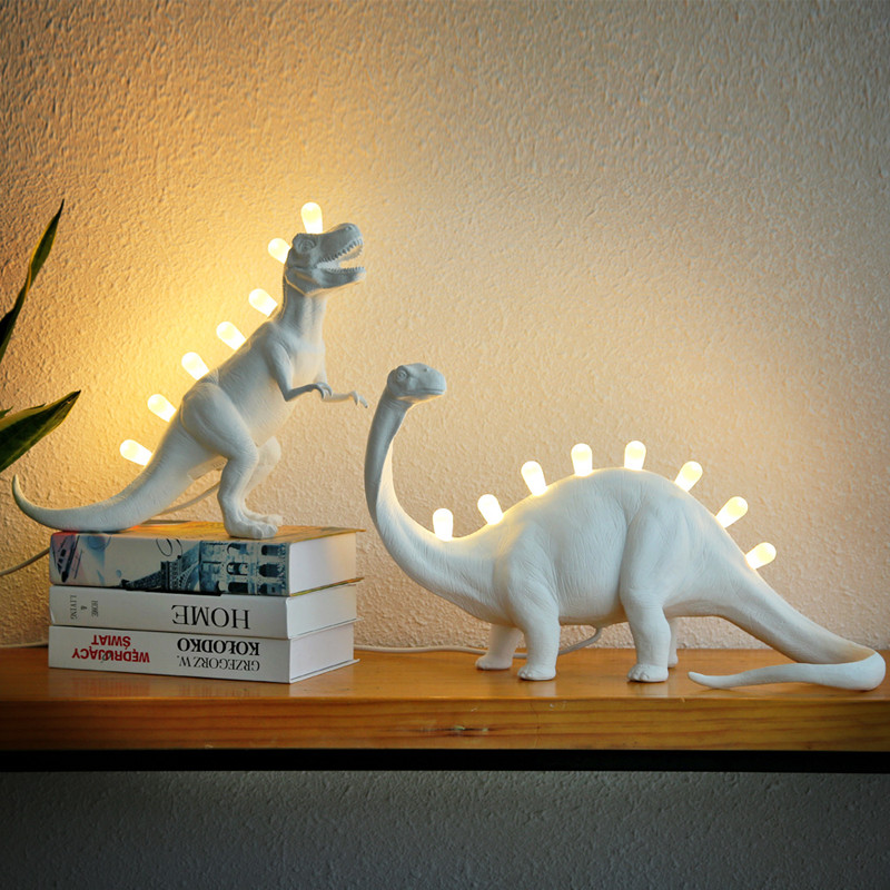 北欧树脂恐龙台灯儿童房装饰摆件卧室床头灯客厅样板间动物造型灯