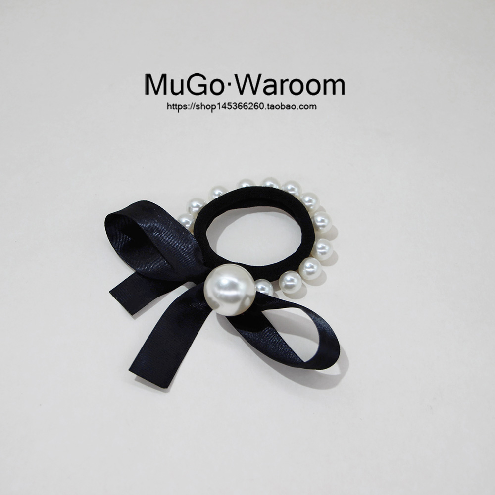 发圈mugo优雅小香风飘带钉珠