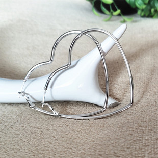 心形耳环925纯银针大圆圈优雅简约时尚气质耳饰女桃心长款耳圈圈