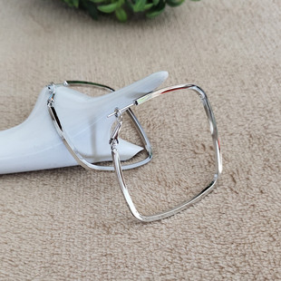 方形大耳环女2025新款耳圈个性几何耳坠925纯银针耳饰气质简约潮