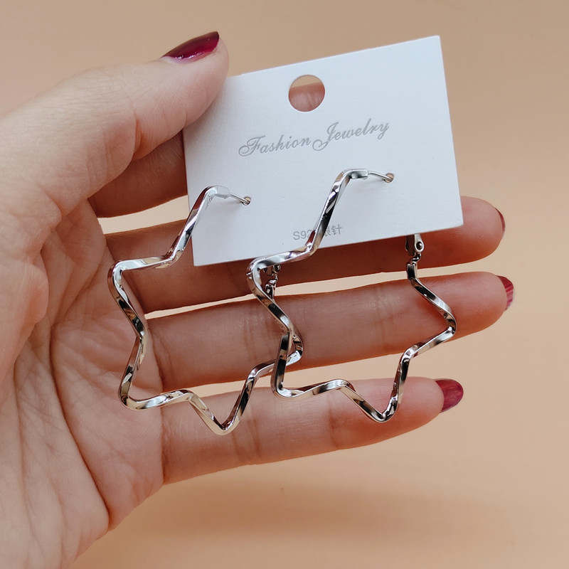 夸张925纯银针女镀金2024耳环