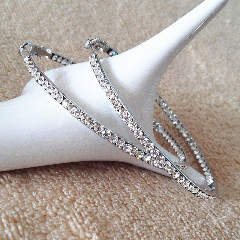 里外带钻925纯银针耳环日韩时尚气质耳饰女长款防过敏耳坠高级感