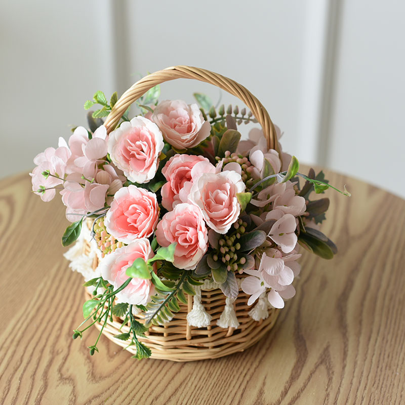 话筒婚礼手提装饰竹编迷你花篮