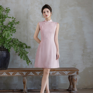 尘记【无尽夏】改良旗袍无袖小香风新中式小个子连衣裙日常可穿