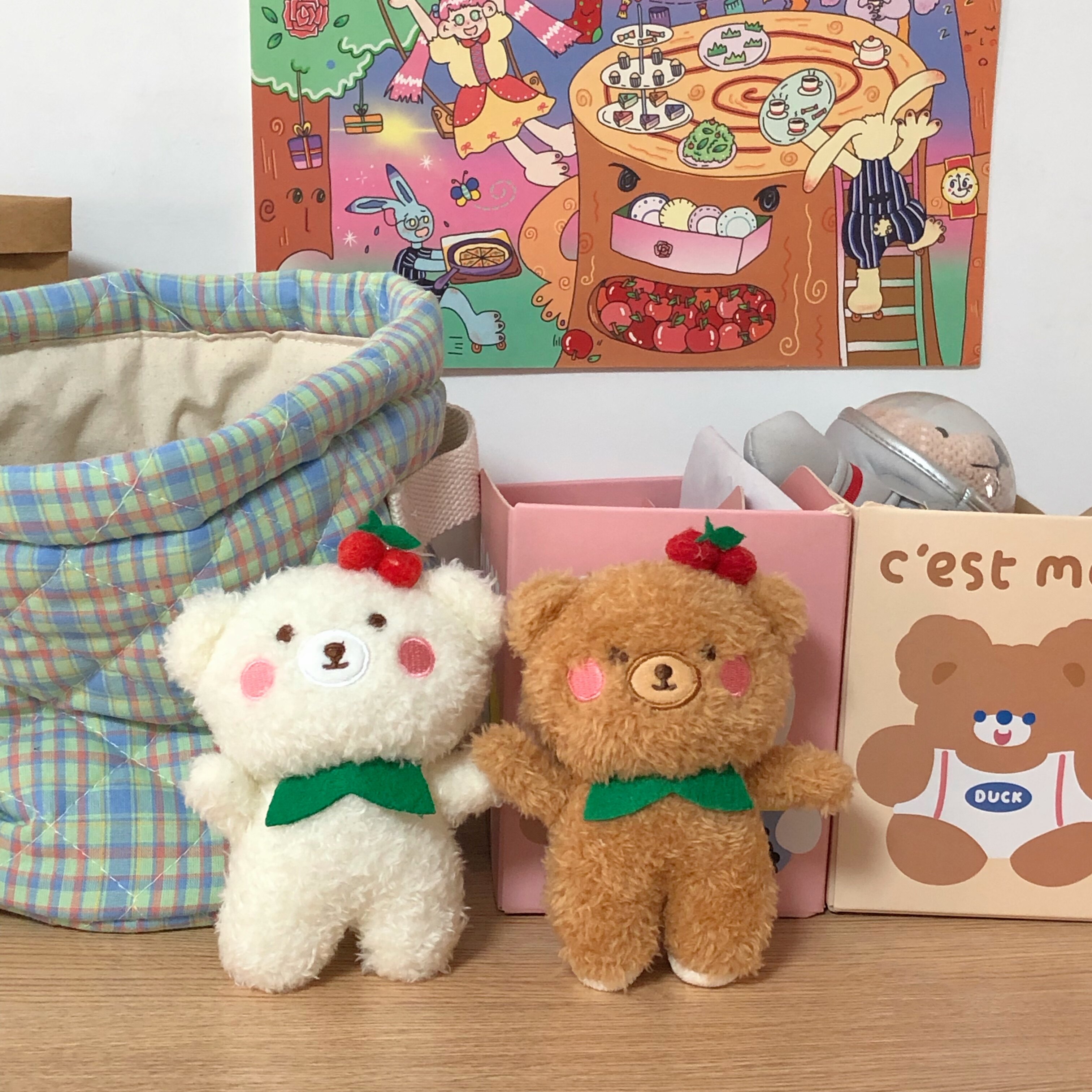 日系可爱百搭樱桃熊公仔毛绒挂饰玩具小礼品钥匙扣礼物学生包挂件