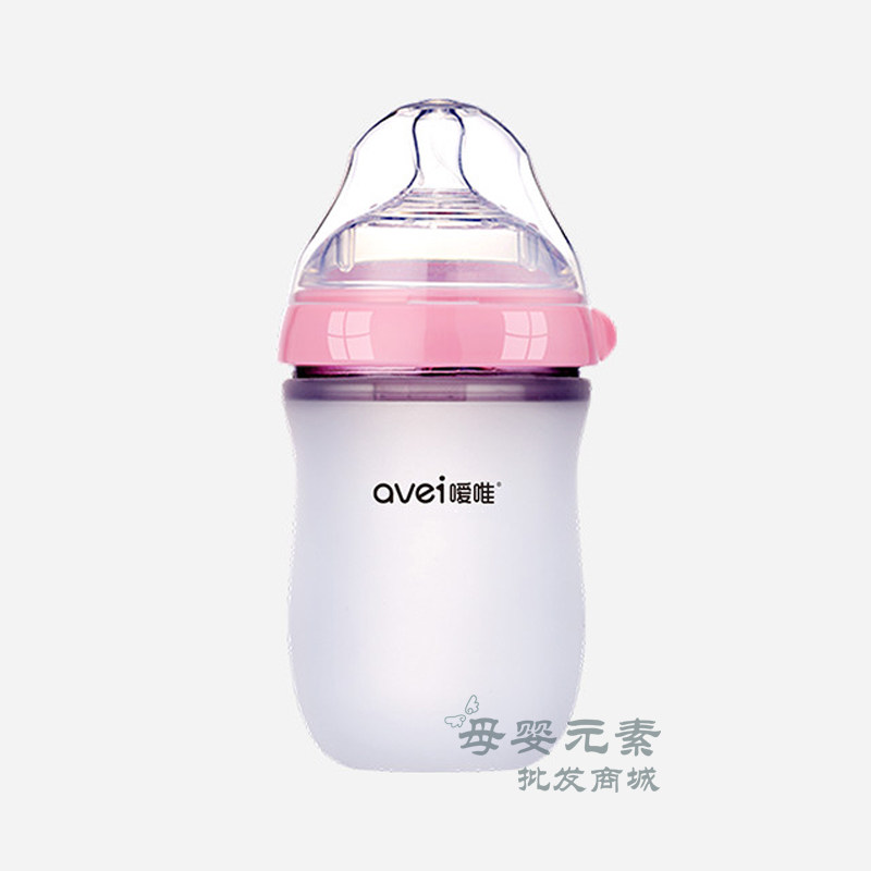 嗳唯安可苏超宽口硅胶奶瓶原装奶嘴吸管配件十字孔防胀气耐高温宝