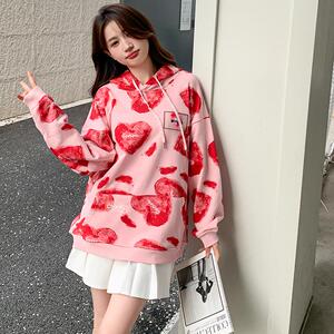 奶fufu的粉色连帽卫衣女春秋2025新款甜辣oversize宽松炸街上衣图片
