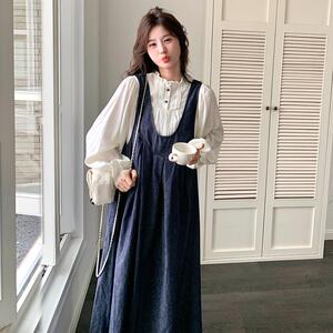 无袖牛仔连衣裙背带裙套装女春秋2025新款小清新高级感减龄爆款图片