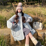 新品50绒俩色包边撞色抽绳宽松羽绒服2D082-G96-P265458，女装羽绒服，2D082