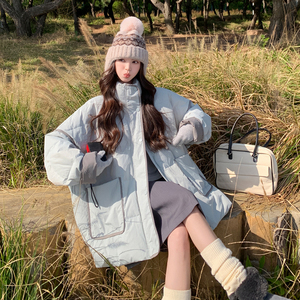 新品50绒俩色包边撞色抽绳宽松羽绒服2D082-G96-P265458图片