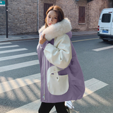 现货三色内胆兔毛连帽毛领可以脱卸派克服2D082-H219-P205298，女装派克服，2D082