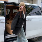 优雅气质紫色翻领羊毛双面呢外套女冬季2025新款小个子巨好看大衣，女装毛呢外套，2D082