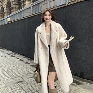 富家千金长款皮毛一体大衣外套女高级感2025新款仿水貂绒环保皮草图片