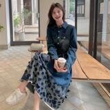 2025春款牛仔拼接连衣裙2D082-K008-P145218【大量现货】，女装连衣裙，2D082