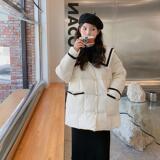奶呼呼白色海军领羽绒服女冬2024年新款高级设计感超好看短款外套，女装羽绒服，2D082