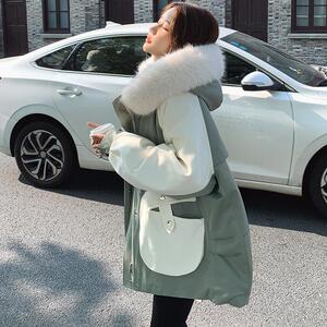 高级感大毛领工装派克棉服女冬季2024新款高级感加绒加厚拼接外套图片