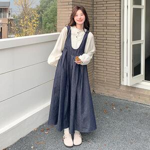 无袖牛仔连衣裙背带裙套装女春秋2025新款小清新高级感减龄爆款图片