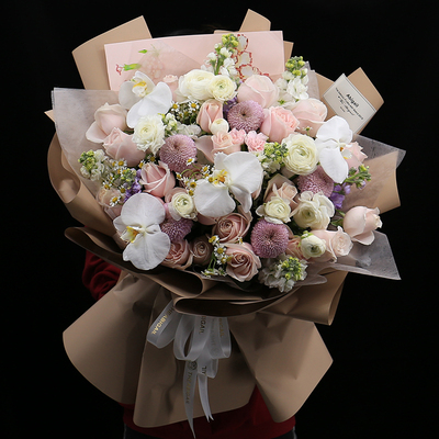 混搭粉玫瑰花束同城北京配送