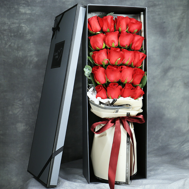 原创19朵33朵红玫瑰花束礼盒女朋友生日配送花鲜花速递同城北京