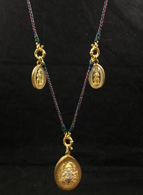 泰国佛牌三挂链真丝蜡绳项链