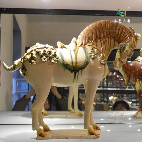 别墅古董仿古唐三彩多花马陶瓷马艺术品玄关电视柜摆件大师珍收藏 - 封面