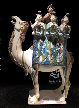 高水旺唐三彩艺术收藏品八人乐驼