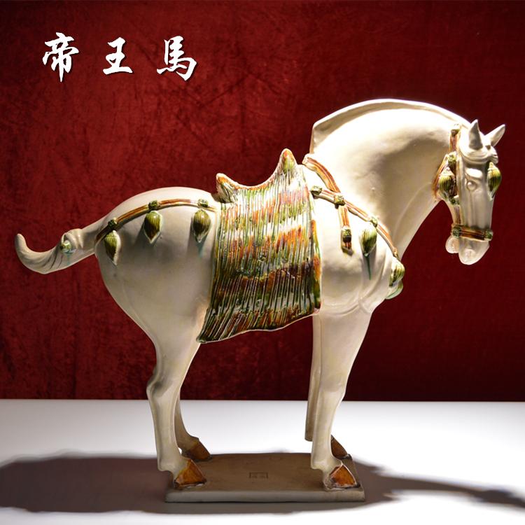 纯手工仿古唐三彩帝王马 张二孬大师艺术收藏品 别墅酒店复古摆件