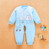秋冬纯棉加厚新生儿衣服婴儿连体衣爬服薄棉宝宝外出服暖气房哈衣