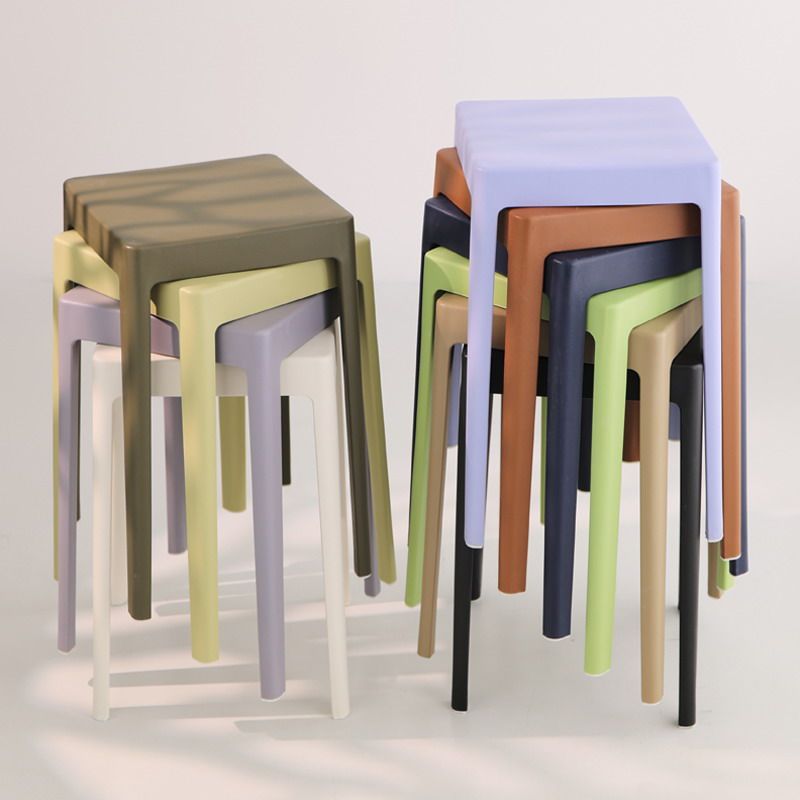 简约加厚风车凳可叠放方形塑料方凳子高腿四脚凳子客厅餐桌椅子