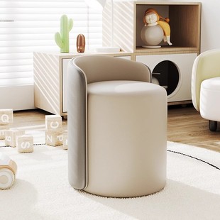 化妆凳奶油风高级感靠背椅子女生卧室梳妆台凳子可旋转圆凳美甲凳