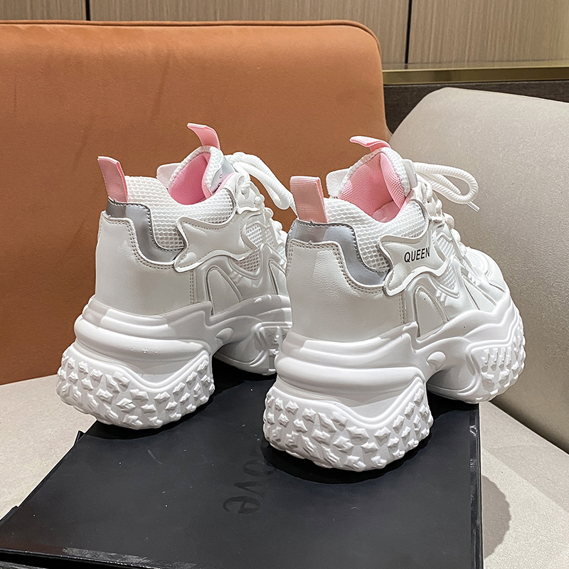 11厘米内增高厚底老爹鞋女鞋2025夏季透气新款网面运动休闲小白鞋