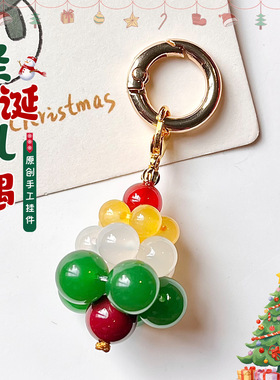 圣诞节手机链手工编织装饰品圣诞花环小挂件钥匙扣包包手机壳挂件