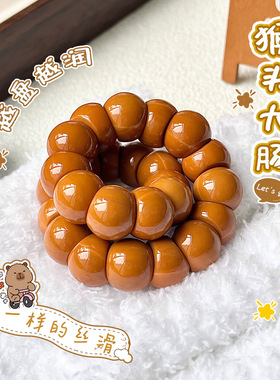 雕刻蒜瓣猪大肠猴头手串斜切国潮文玩光珠绕指柔解压盘玩佛珠手链