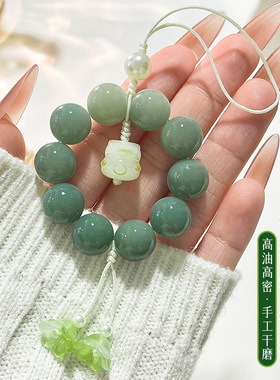 天然渐变菩提根手机链国风炭烤招财猫吊坠汽车钥匙扣U盘挂件饰品