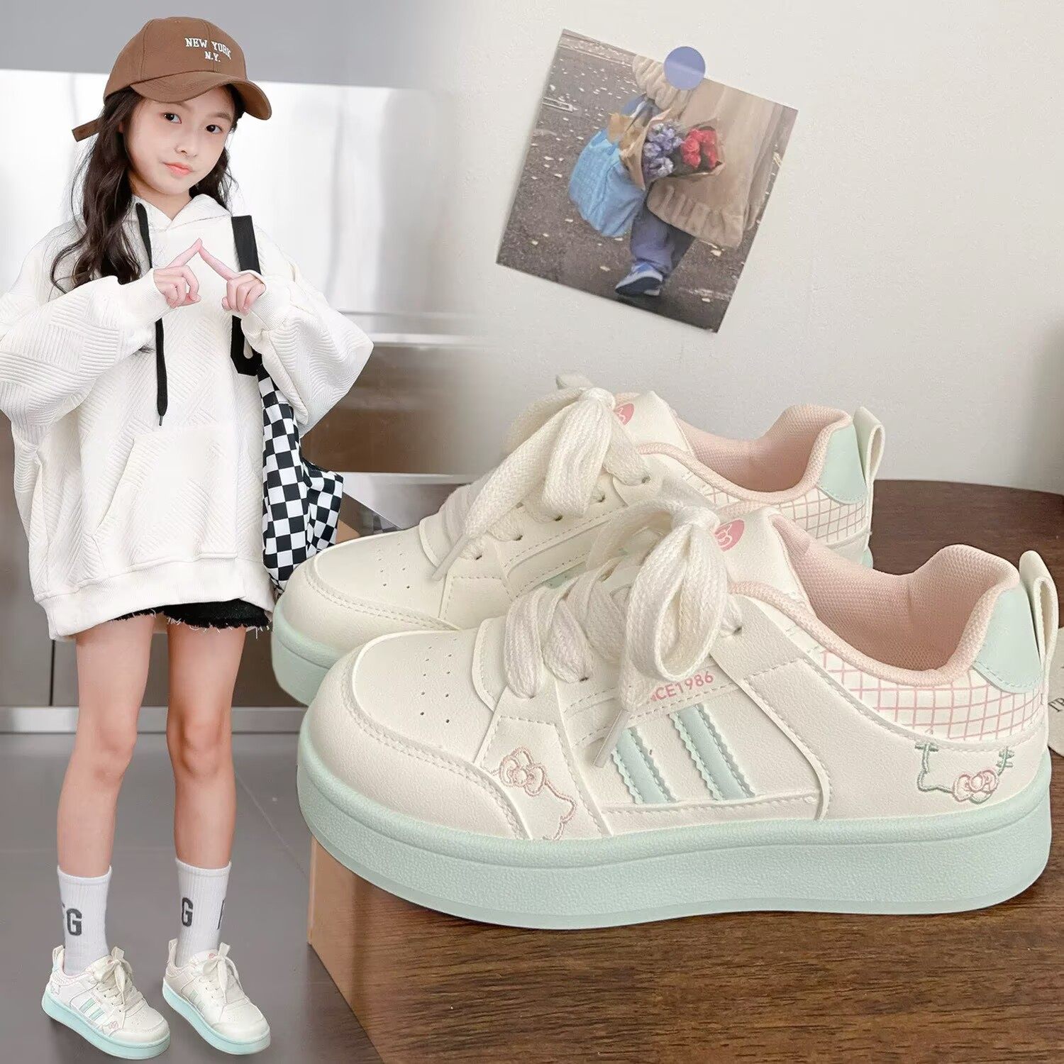 女童板鞋2025新款百搭小众kt猫鞋子厚底小白鞋学生粉色儿童德训鞋,童鞋/婴儿鞋/亲子鞋,板鞋,淘宝优惠券,粉丝福利购,淘宝优惠卷