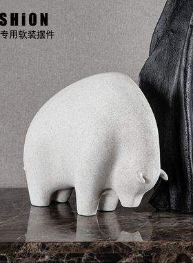 简约现代创意树脂牛摆件软装样板房客厅茶几电视柜动物家居装饰品