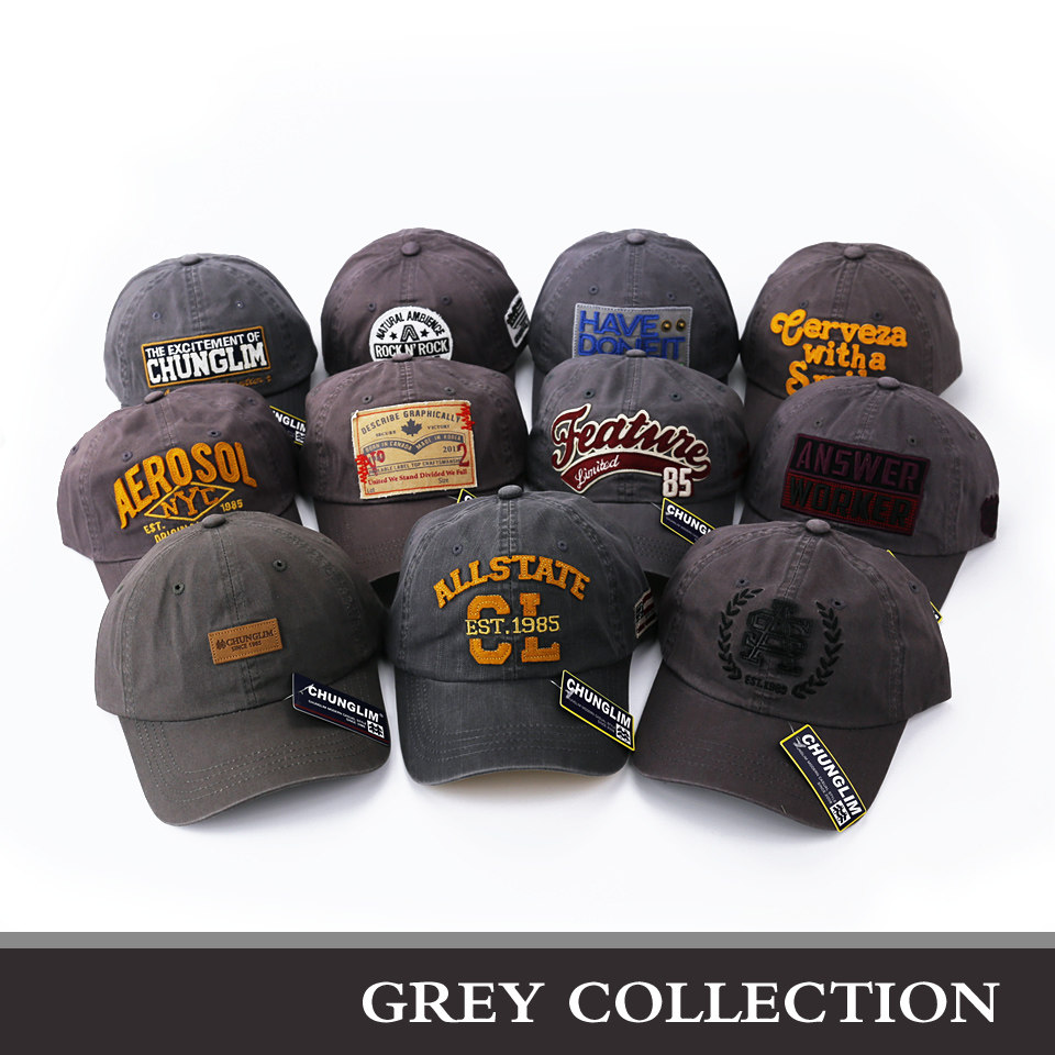 限量全棉chunglim出品韩单女士春夏秋冬款棒球帽鸭舌帽子灰色合集