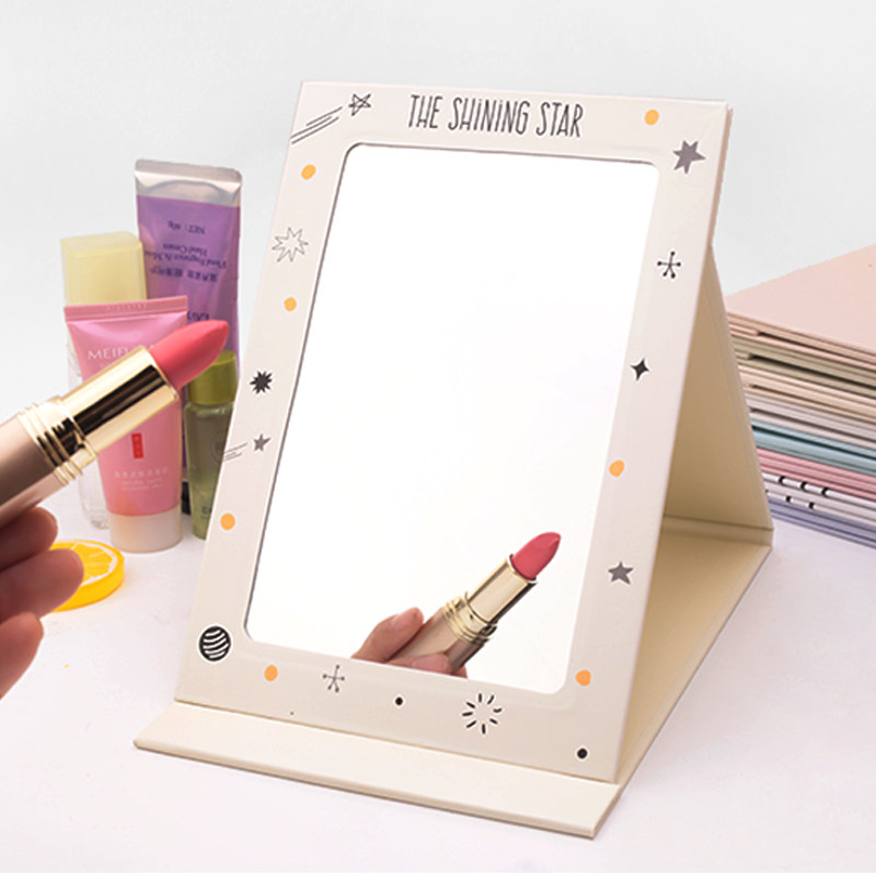 韩版简约可爱女生宿舍化妆折叠梳妆书桌面学生便携台式公主小镜子