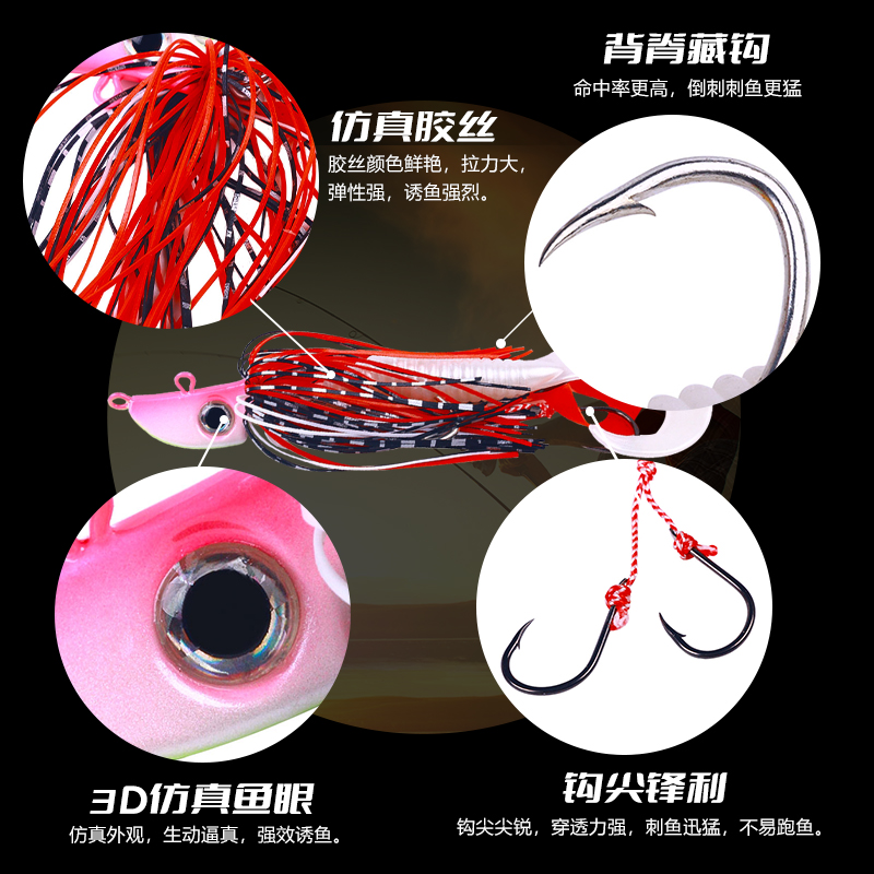 亨嘉渔具铅头钩软饵鱿鱼头胡须佬