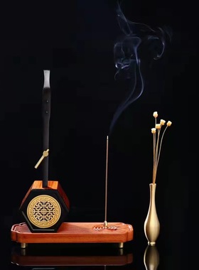 二胡红木 紫光檀酸枝木古典蓝牙室风音乐香炉香熏茶道家居摆件