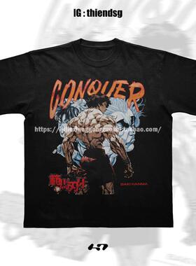 原创Baki刃牙男装女装情侣全棉范马勇次郎上衣印花短袖T恤t-shirt